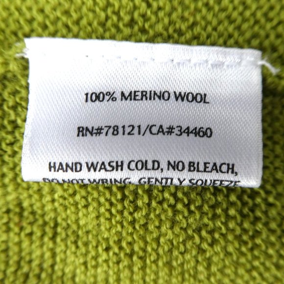 MeRiNo Eileen Fisher Petite Chartreuse Green Wool Cardigan Open Front Knit MP - Picture 5 of 5